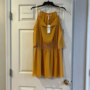 BCBGeneration Women's Cold Shoulder Dress Yellow Size S